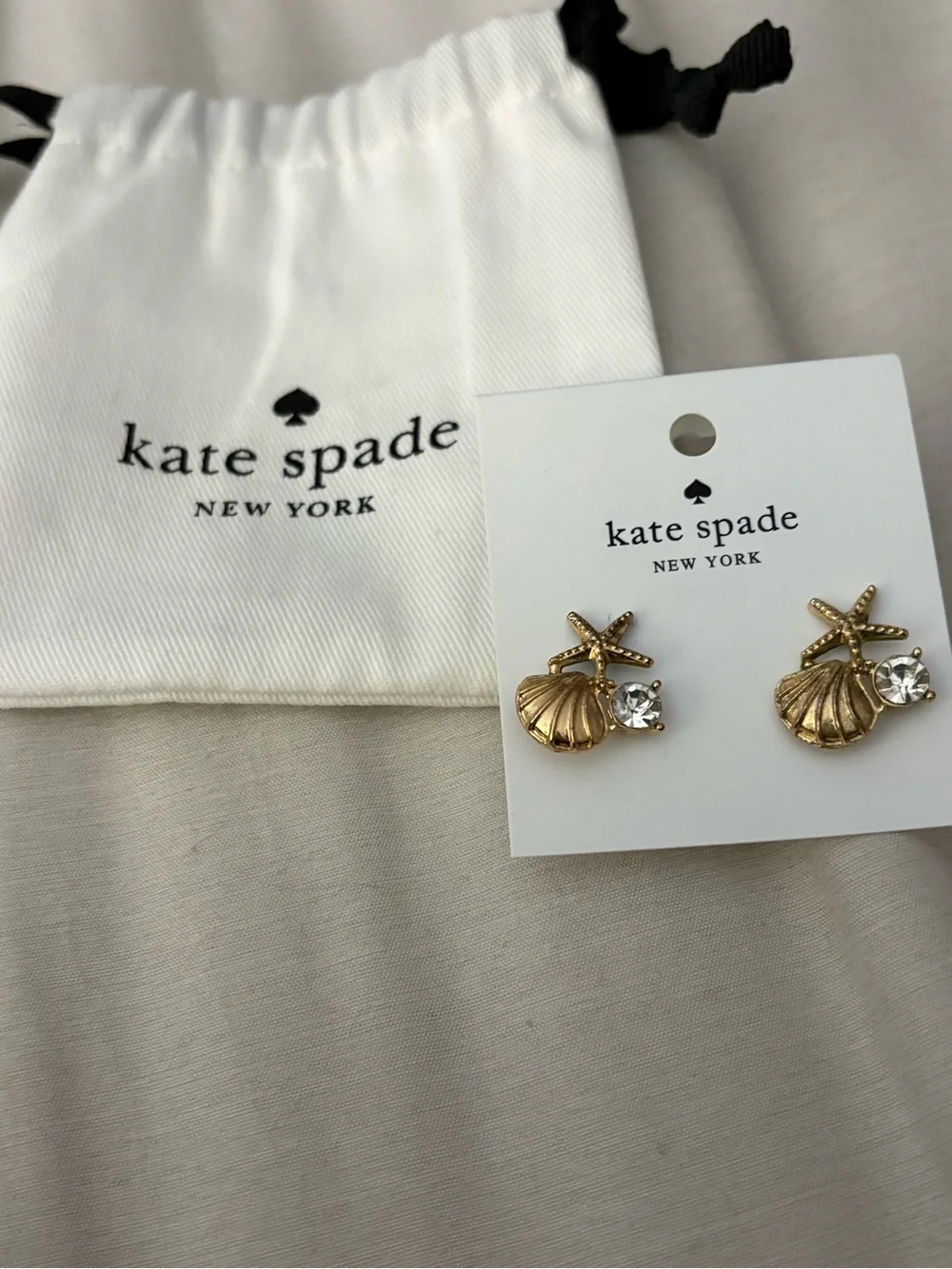 Kate Spade Shell & Diamond Earrings w/dustbag